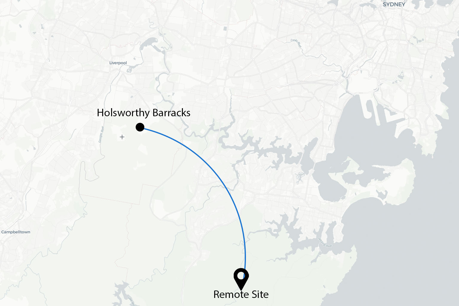 Remote Site to Campbell Barracks map